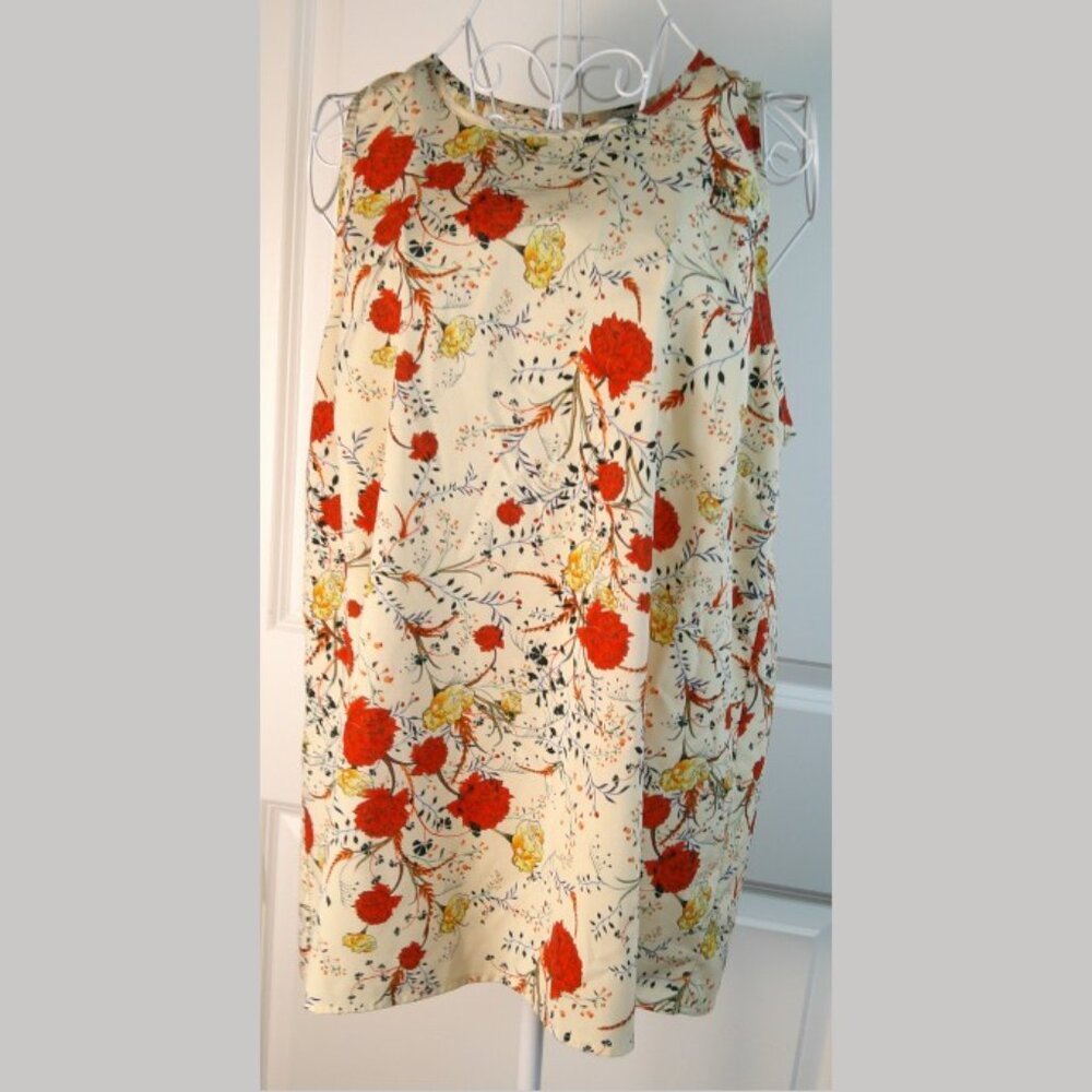Dalia Sleeveless Cream Floral Top | Vibrant Print | Size XL
